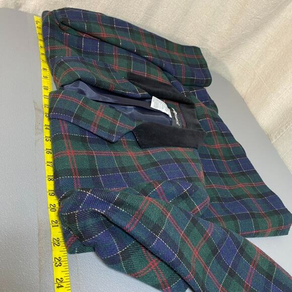 Vintage Sag Harbor Womens Tartan Plaid Wool Blend Blazer Size 14 Velvet Collar - Picture 7 of 9
